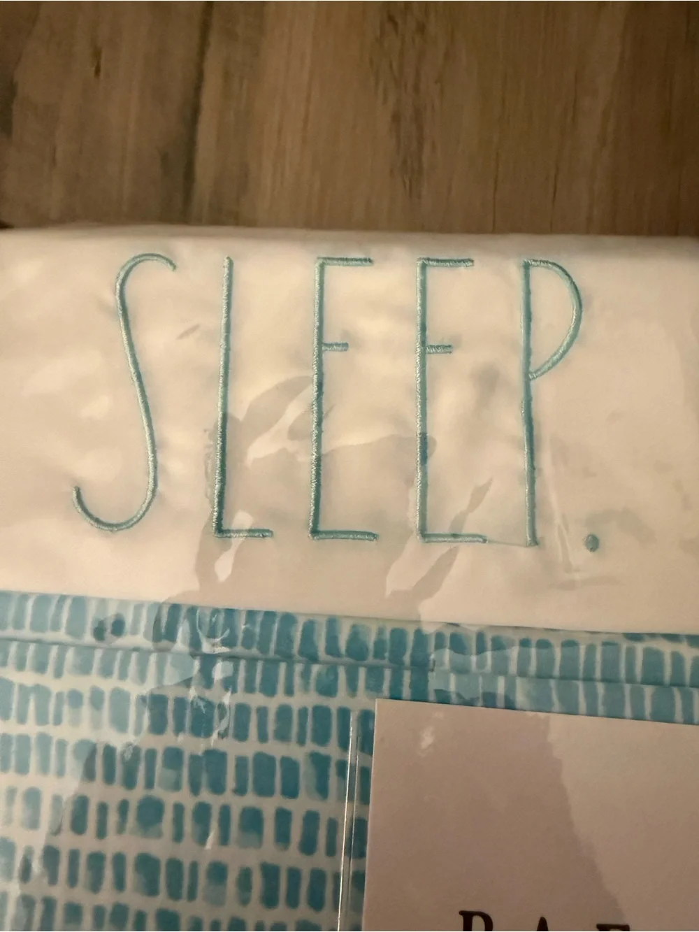 Rae Dunn Blue & White Queen Sheet Set with Embroidered 'SLEEP' Pillowcases